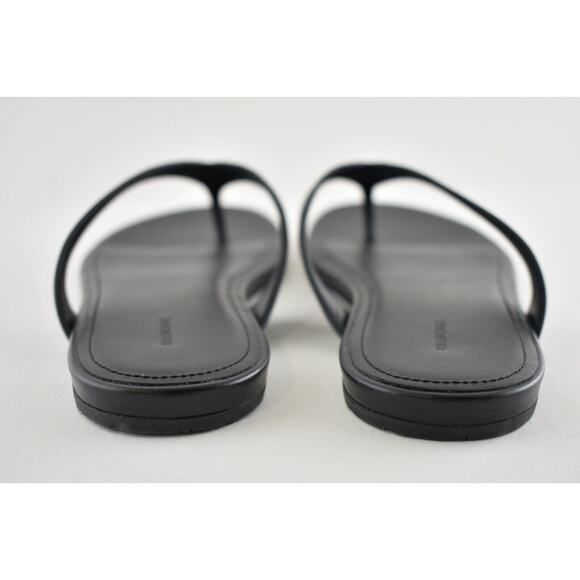 Balenciaga Black White Leather Logo Thong Slide Slip On Sandal Flip Flop Flat 37 - Picture 11 of 12